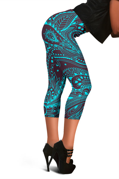 Teal Decor Capri Leggings