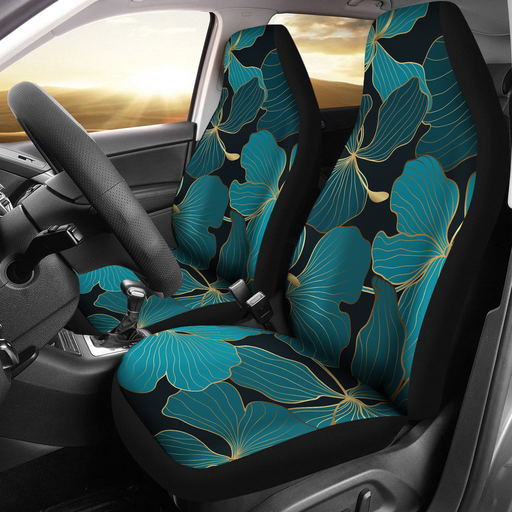 Green Flowers Car Seat Covers