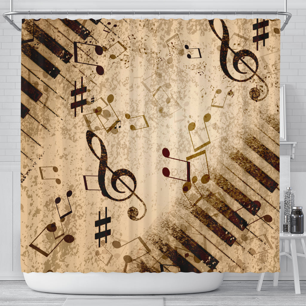 Vintage Piano & Musical Notes Shower Curtain