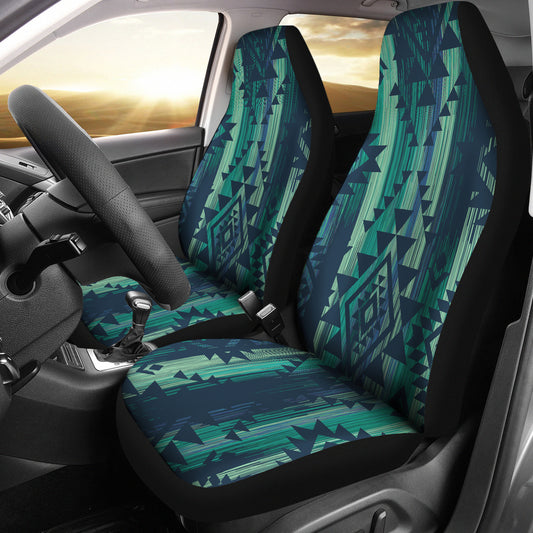 Green Boho Aztec Streaks Car Seat Covers