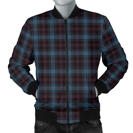 Mens Blue Plaid Bomber Jacket