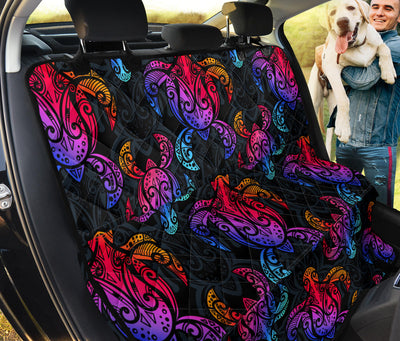 Colorful Tribal Maori Turtle Car Back Seat Pet Cover