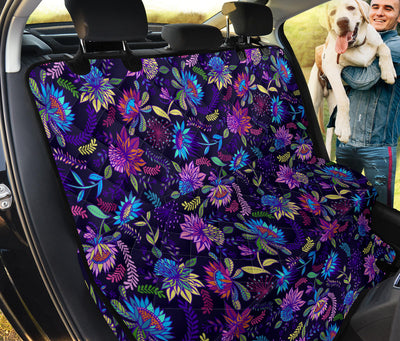 Purple Flowers Car Back Seat Pet Cover