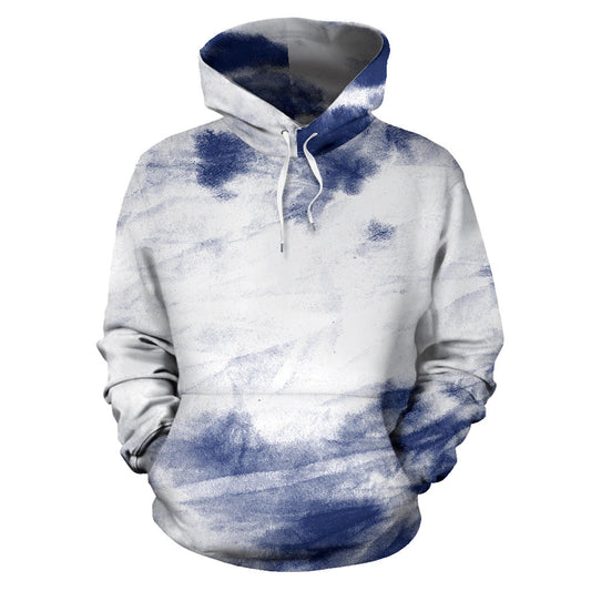 Blue White Tie Dye Grunge Hoodie