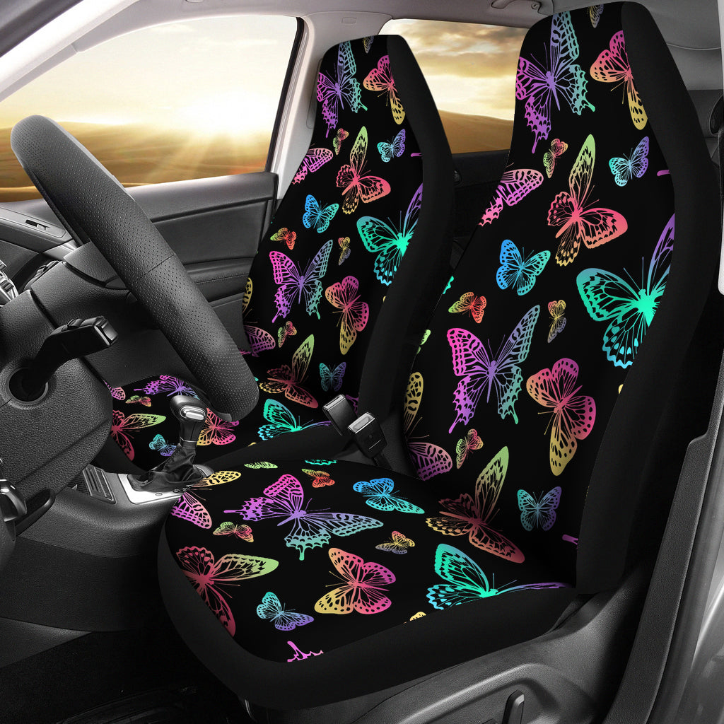 Colorful Neon Butterflies Car Seat Covers