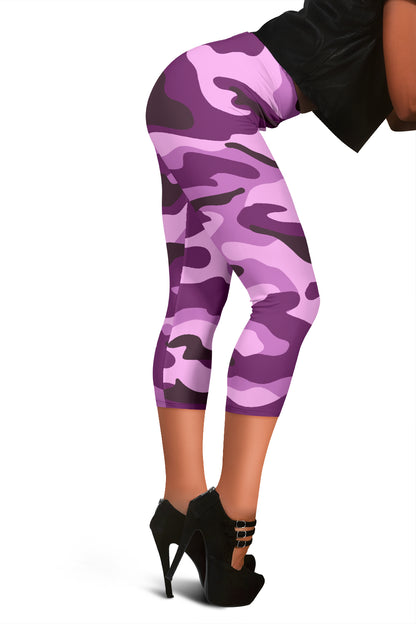 Purple Camouflage Capri Leggings