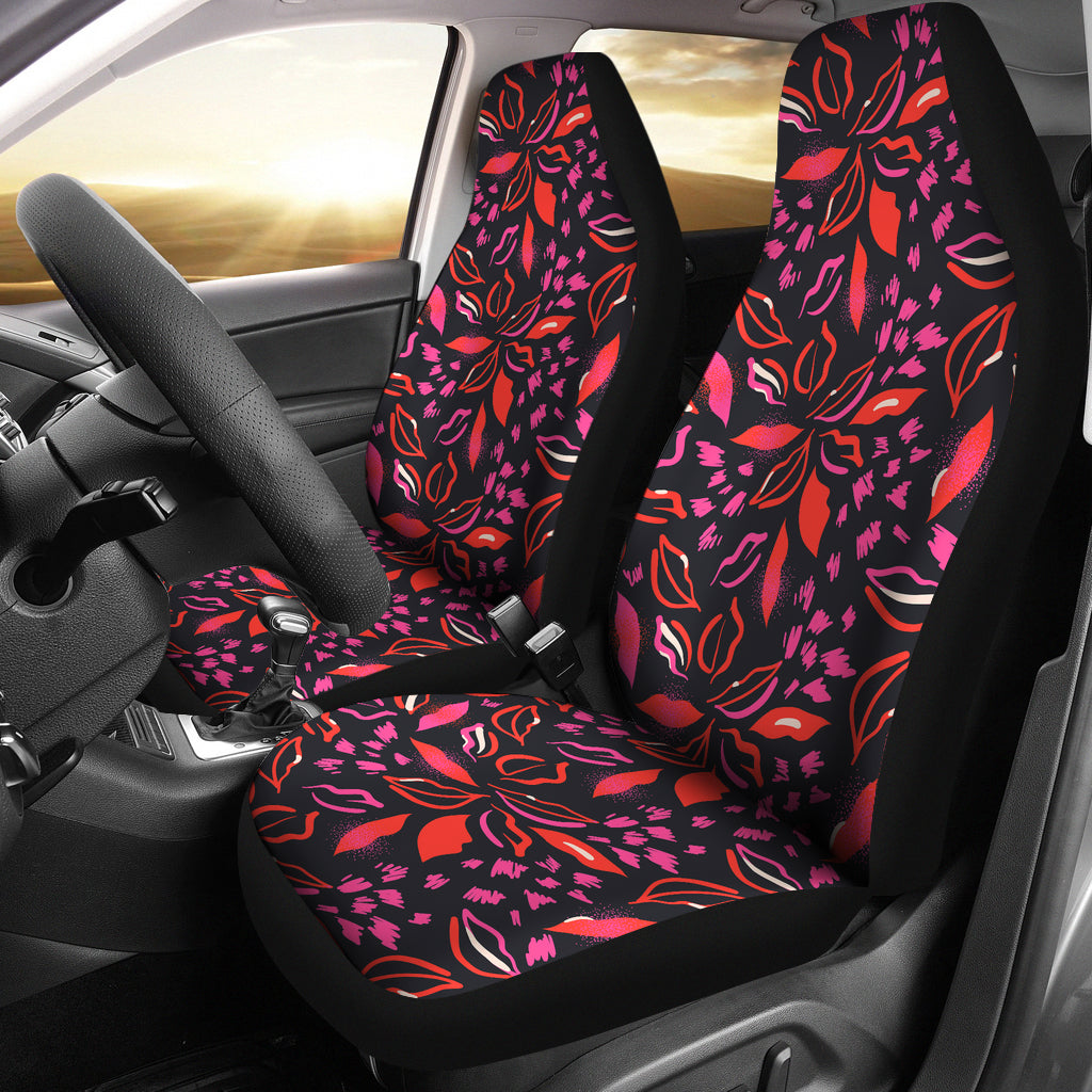 Red Floral Lips Car Seat Covers