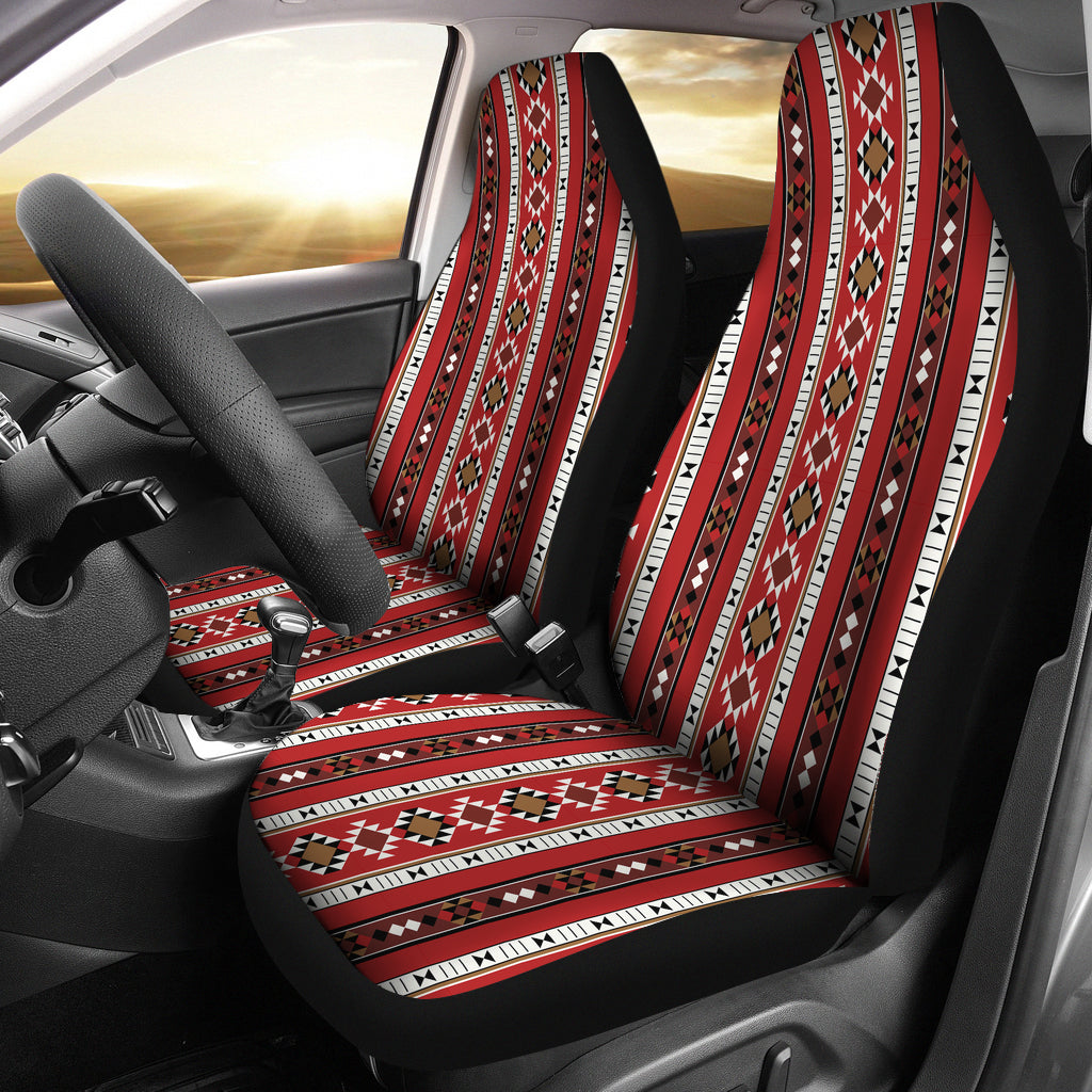 Red Ethnic Stripes Car Seat Covers