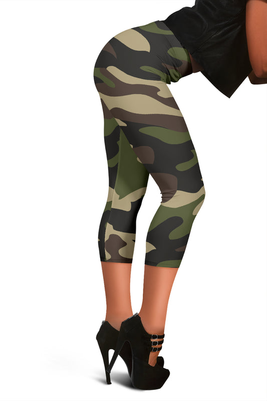 Green Camouflage Capri Leggings