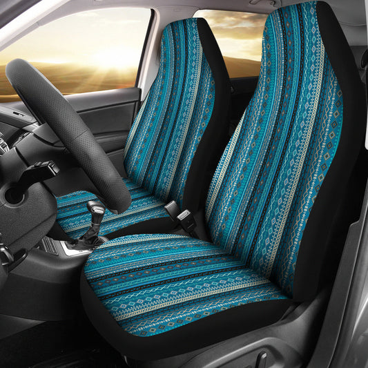 Light Green Teal Boho Stripes Decor Car Seat Covers
