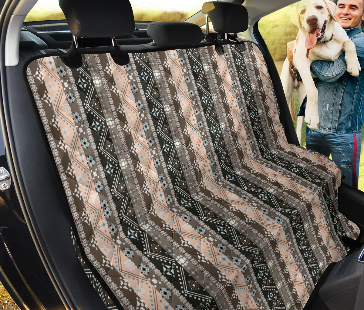 Brown Boho Ethnic Car Backseat Pet Cover
