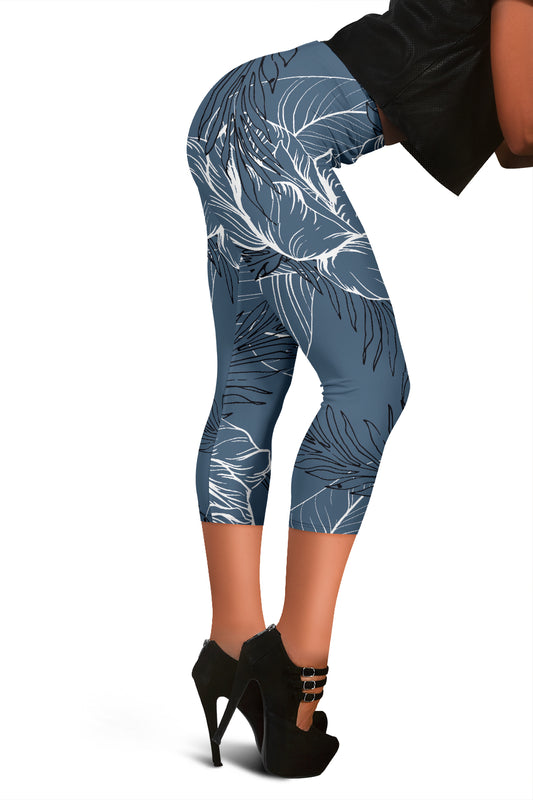 Grey Floral Outime Capri Leggings
