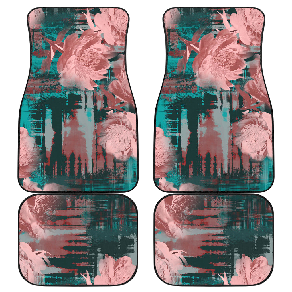 Pink Abstract Floral Car Floor Mats