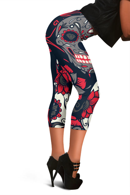 Sugar Skulls & Roses Capri Leggings