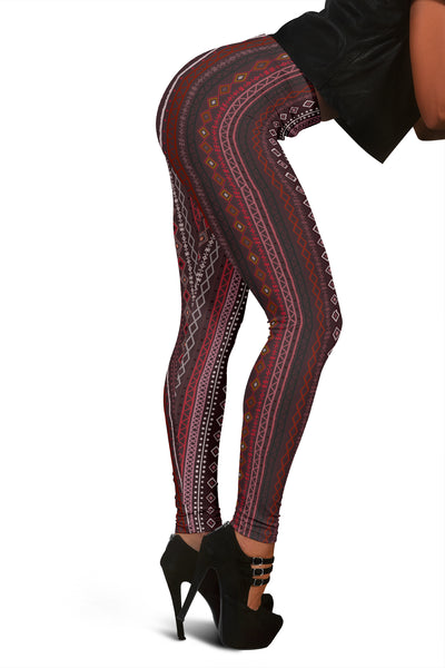 Red Boho Stripes Leggings