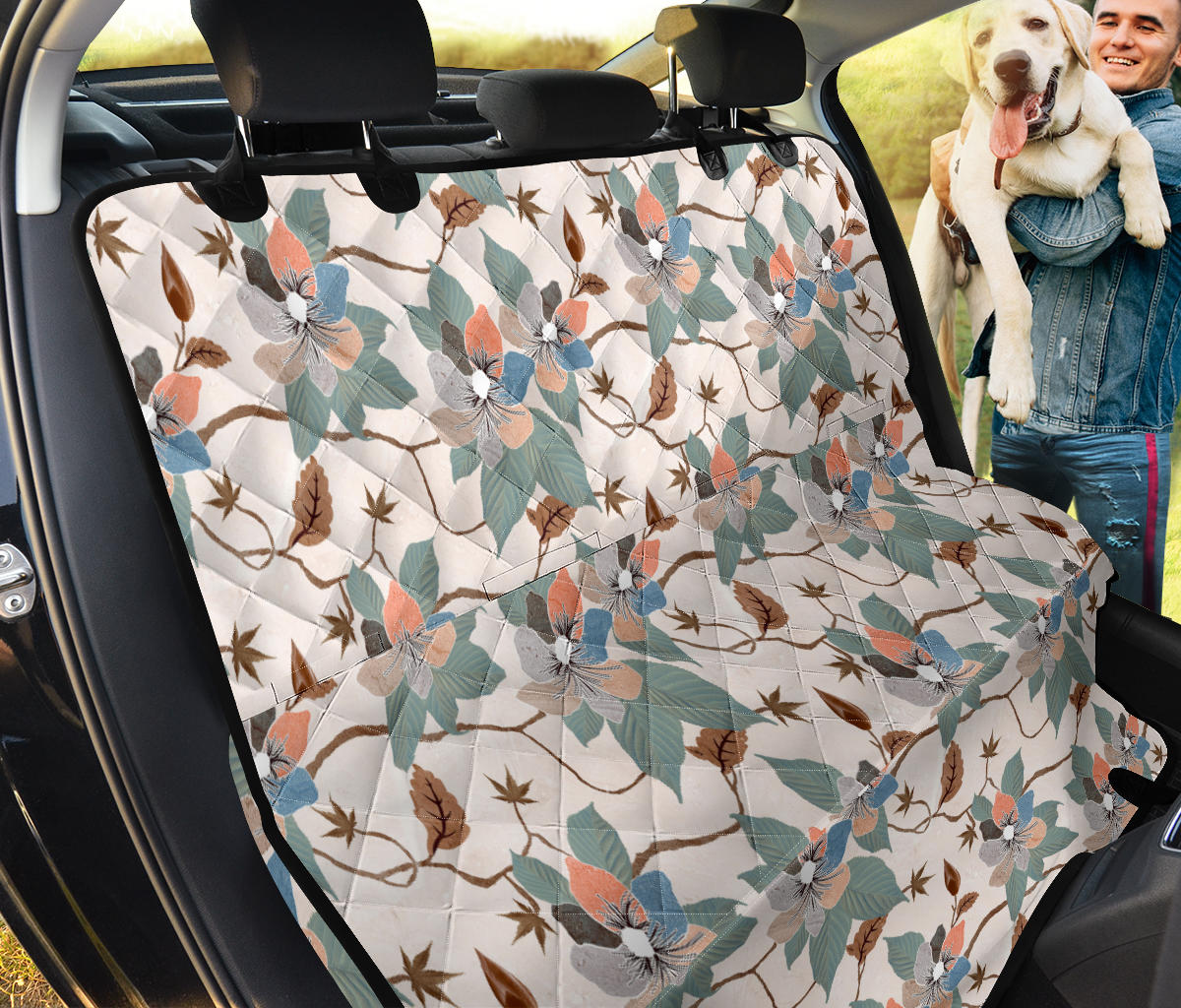 Vintage Floral Car Back Seat Pet Cover