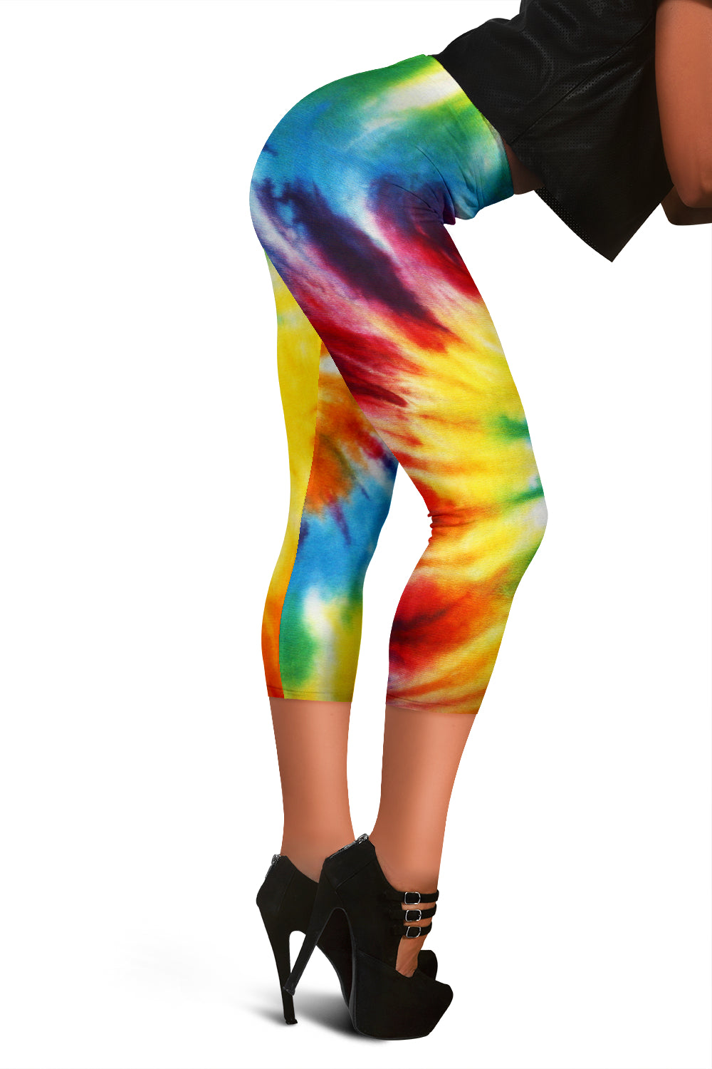 Colorful Tie Dye Abstract Capri Leggings