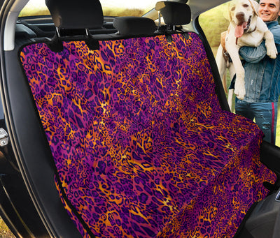 Purple Orange Leopard Print Car Back Seat Pet Cover