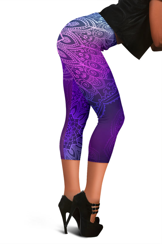 Purple Mandalas Capri Leggings