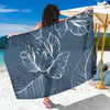 Blue Grey Abstract Floral Outline Sarong