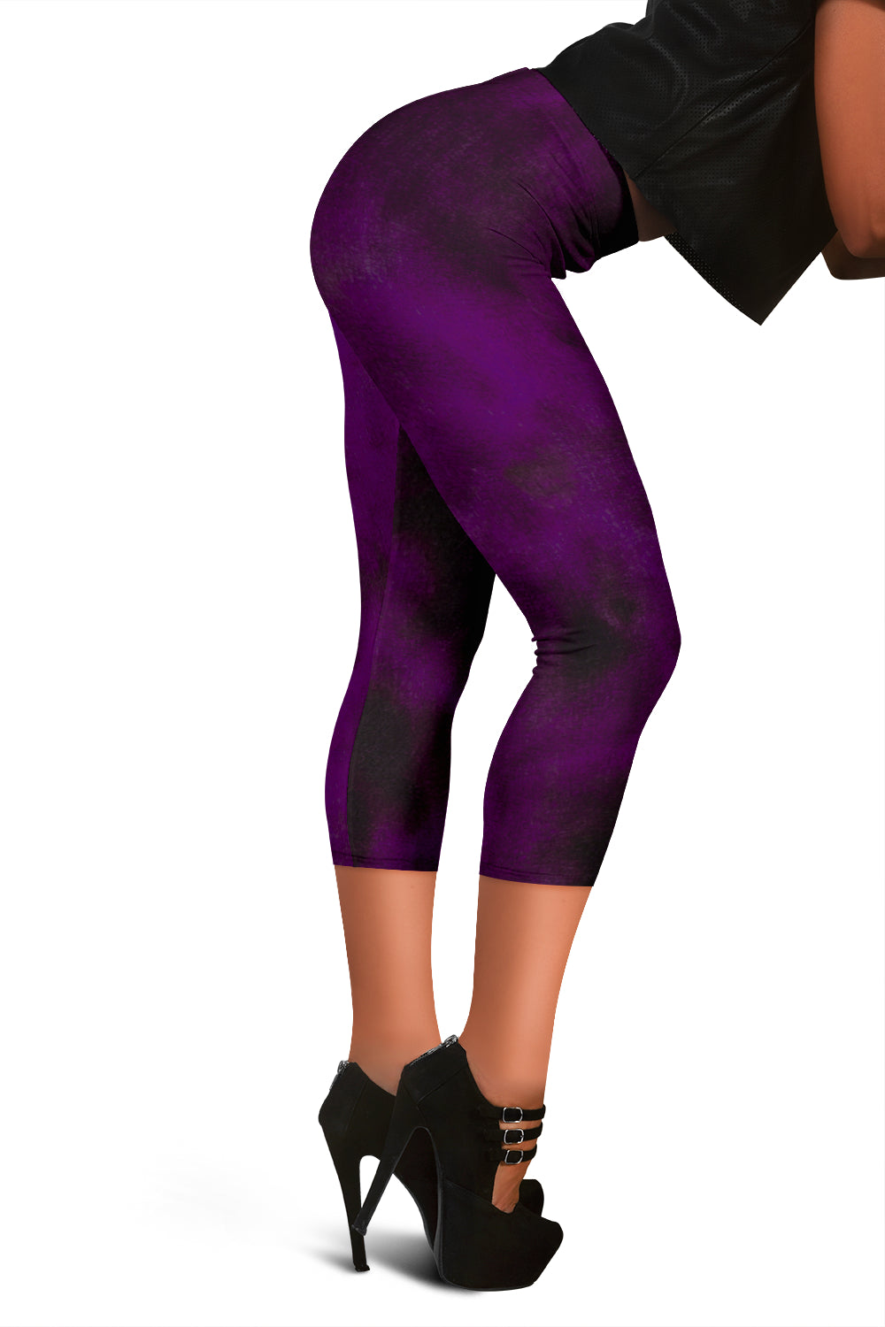 Purple Tie Dye Grunge Capri Leggings