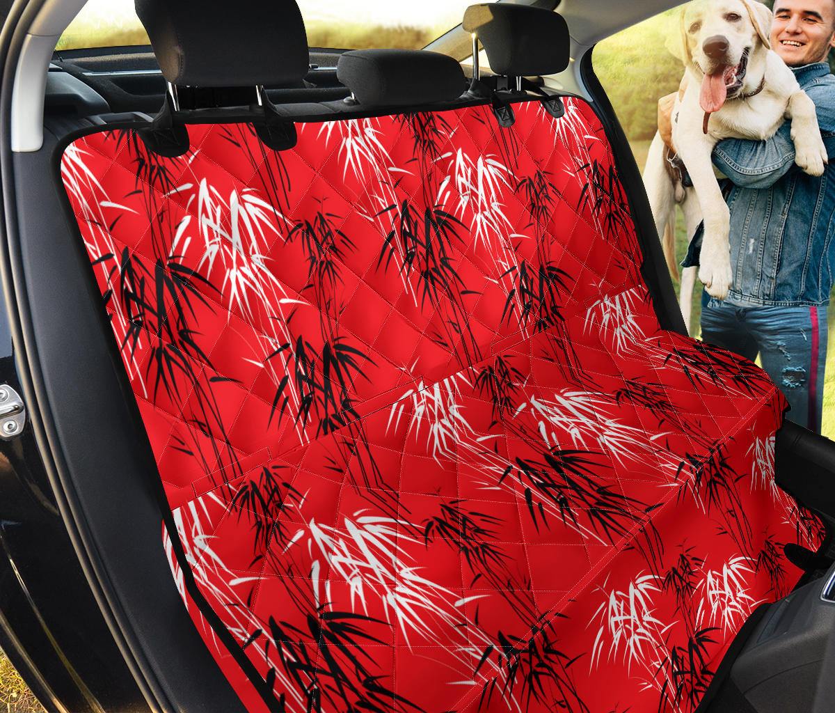 Red Oriental Plants Car Back Seat Pet Cover