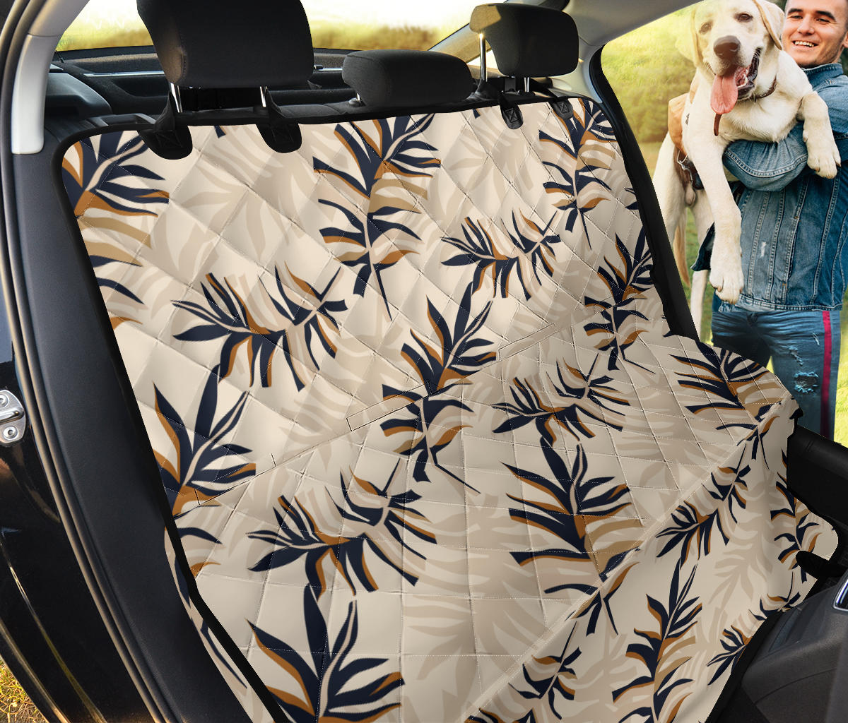 Beige Leaves 2 Car Back Seat Pet Cover