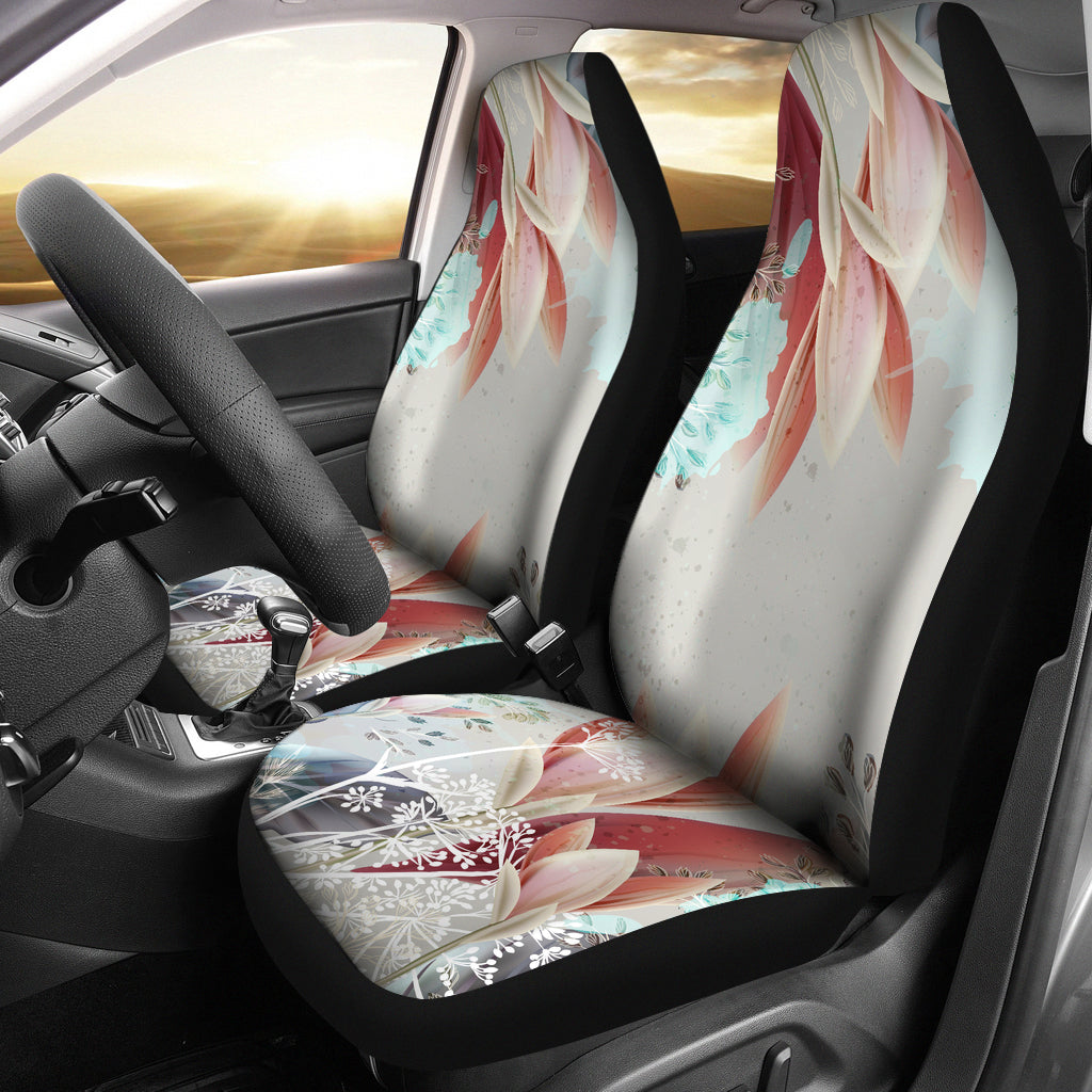 Beige Floral Car Seat Covers