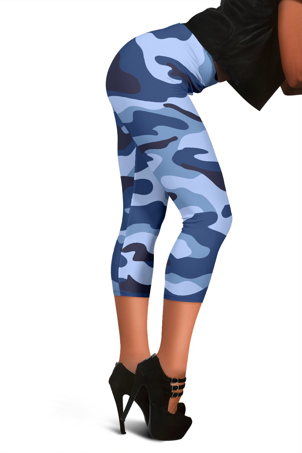 Blue Camouflage Capri Leggings