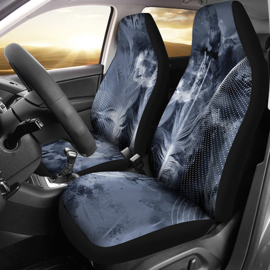 Grey Feathers Car Seat Covers