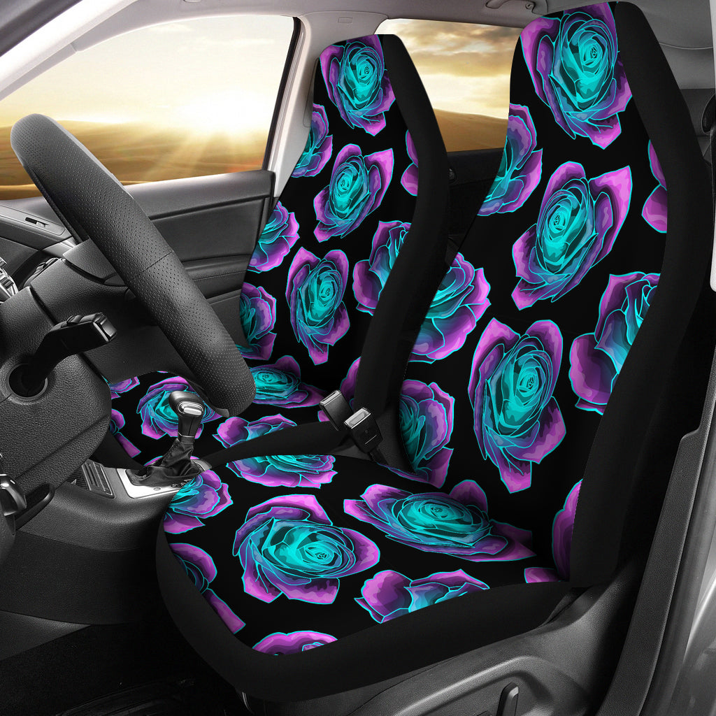 Neon Pink Roses Car Seat Covers