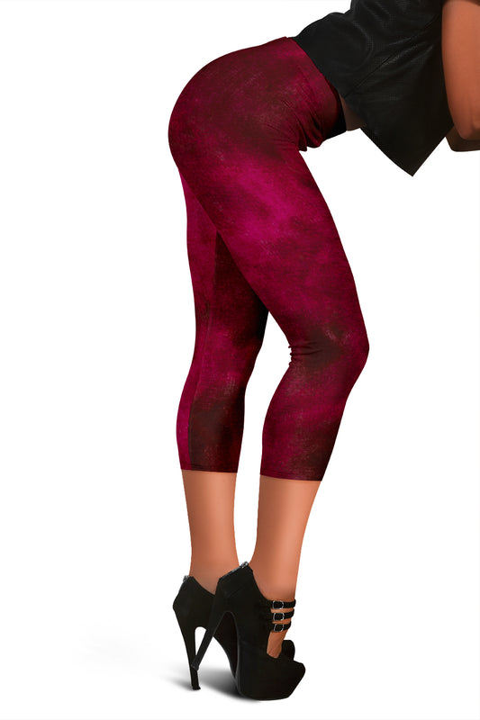 Red Tie Dye Grunge Capri Leggings