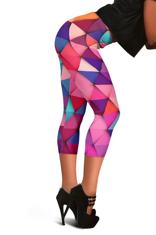 Colorful Triangles Capri Leggings