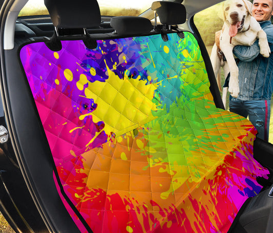 Colorful Paint Splatter Abstract Art Car Back Seat Pet Cover