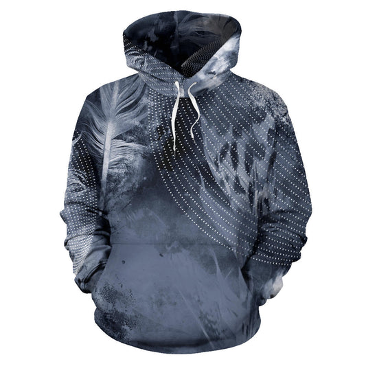 Grey Abstract Feathers Hoodie