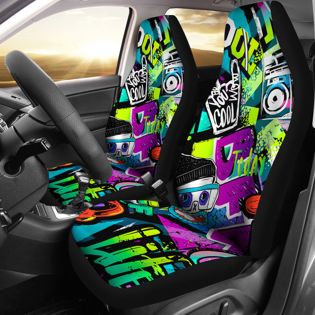 Colorful Graffiti Mural Car Seat Covers