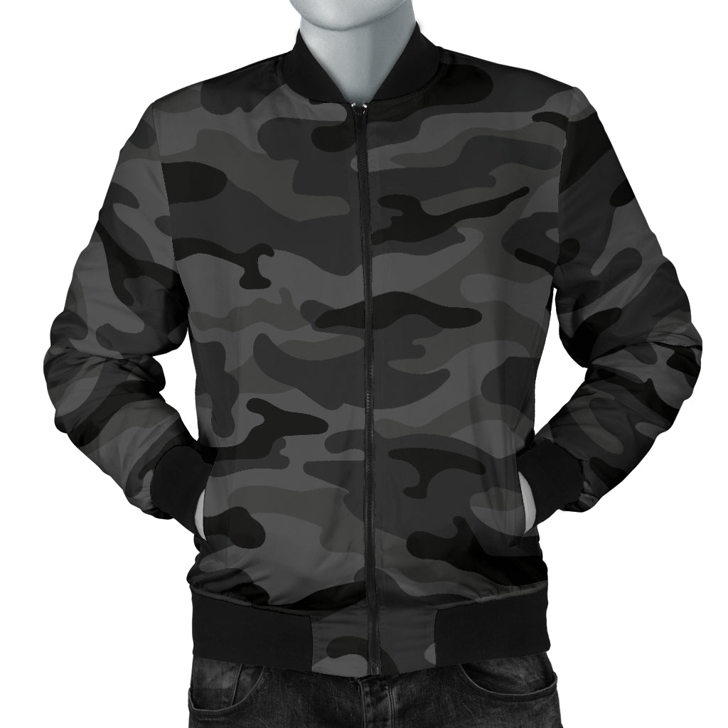 Mens Dark Grey Camouflage Bomber Jacket