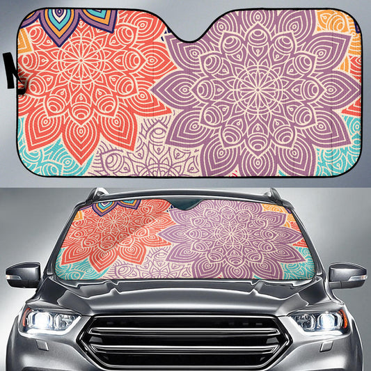 Colorful Floral Mandalas Car Sun Shades