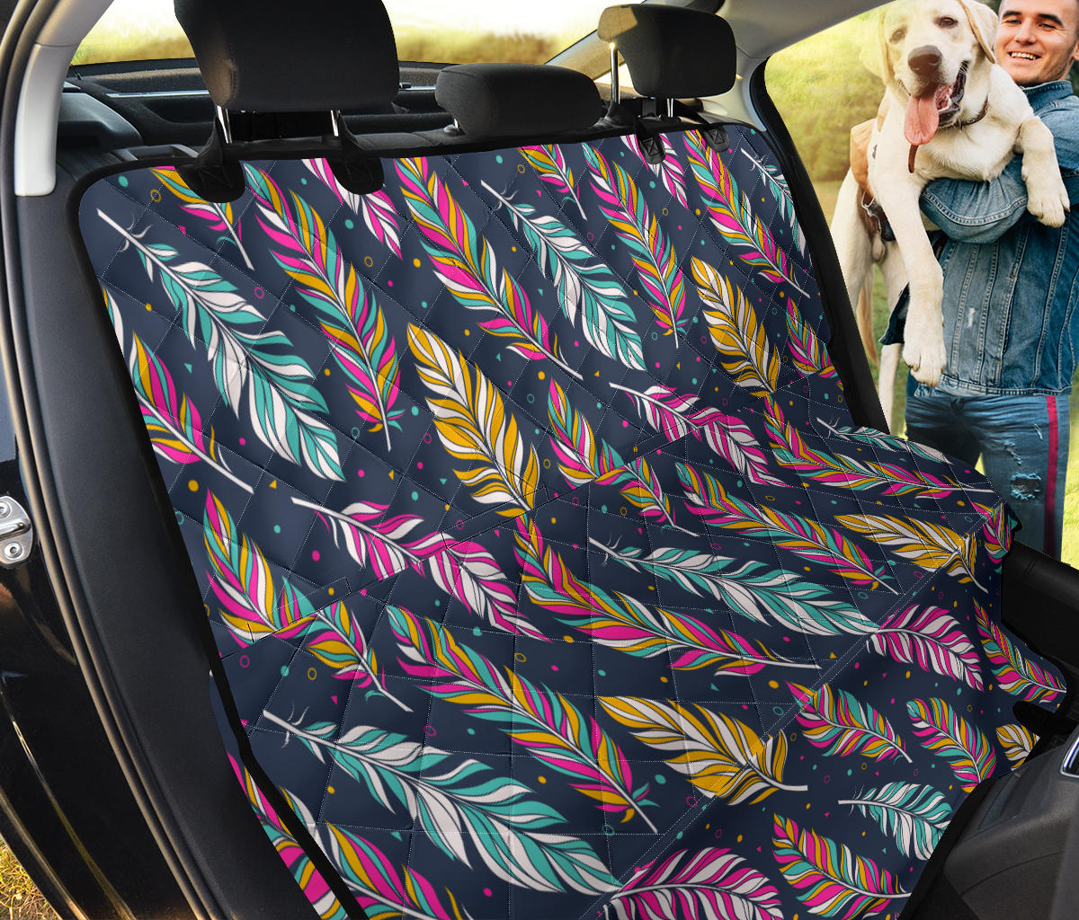 Colorful Feathers Car Back Seat Pet Cover