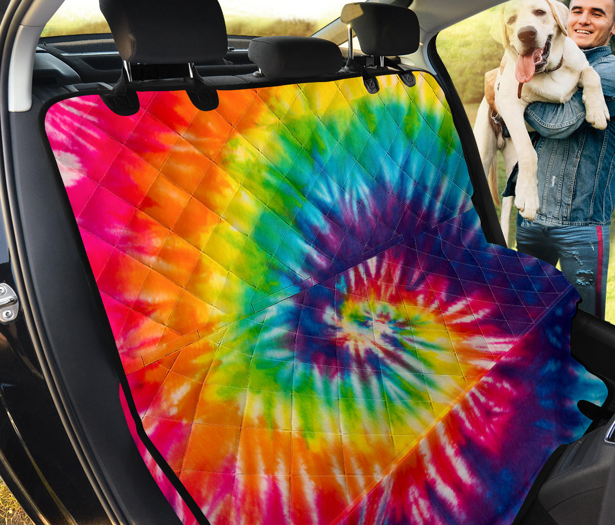 Colorful Tie Dye Spiral Car Back Seat Pet Cover