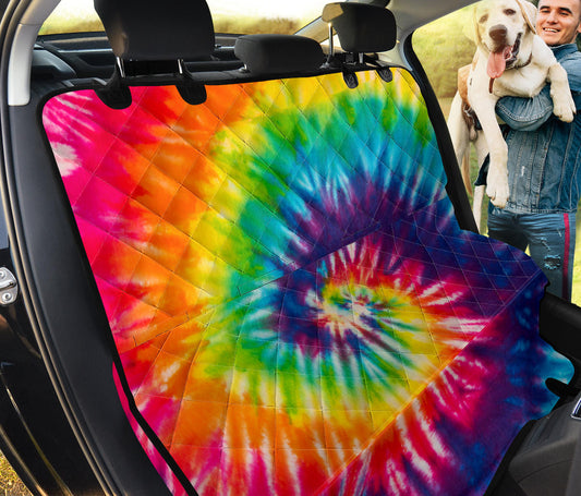 Colorful Tie Dye Spiral Car Back Seat Pet Cover