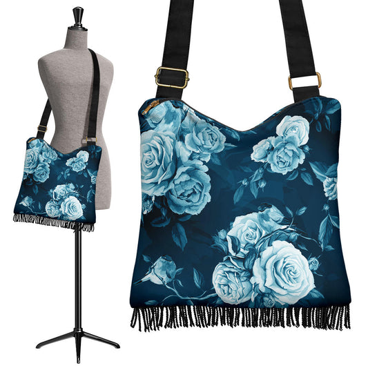 Navy Blue Roses Crossbody Bag