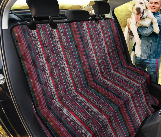 Red Boho Chic Bohemian Stripes Car Back Seat Pet Cover