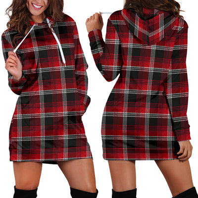 Red Plaid Womens Hoodie Dress