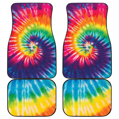 Colorful Tie Dye Print Spiral Car Floor Mats