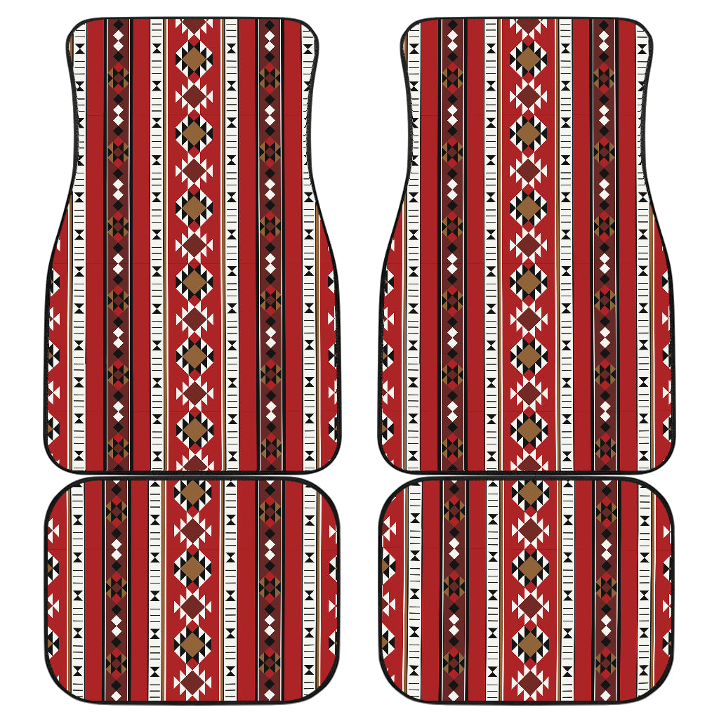 Red Ethnic Stripes Car Floor Mats