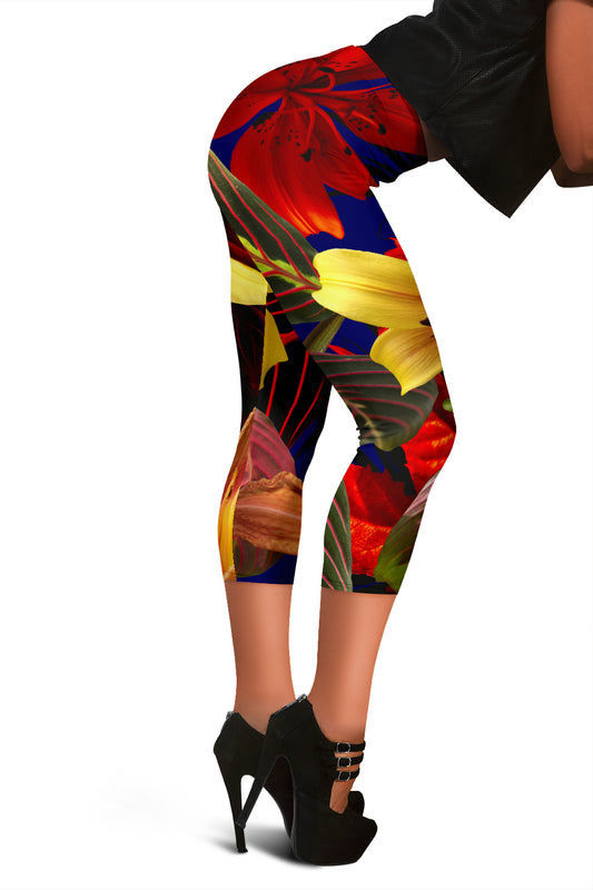 Colorful Flowers Capri Leggings