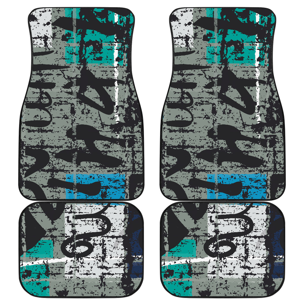 Grey Blue Abstract Car Floor Mats