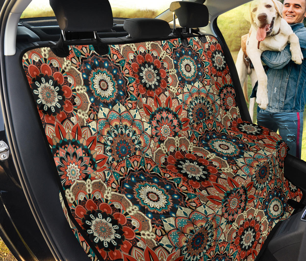 Brown Mandalas Car Back Seat Pet Cover