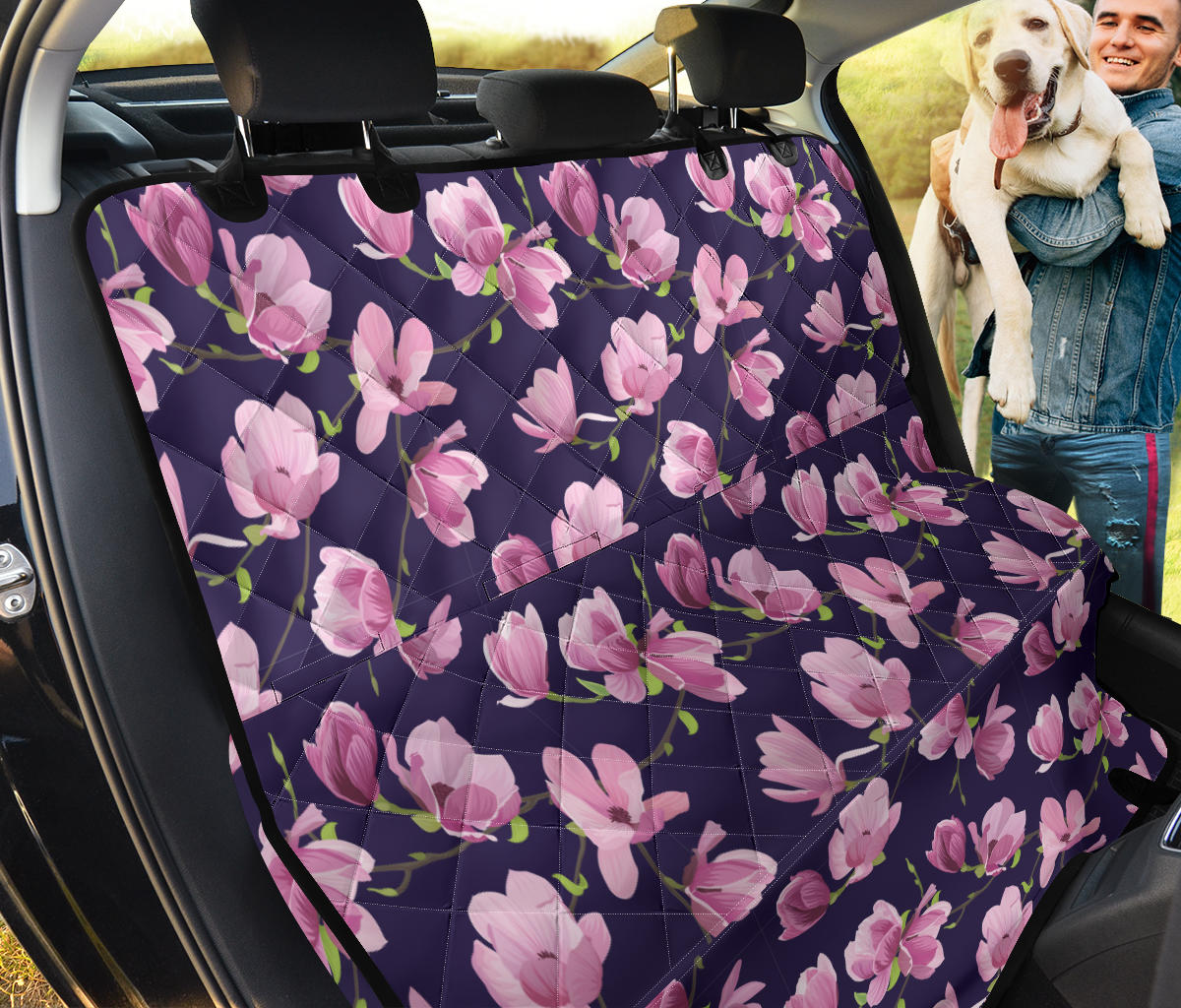 Purple Pink Flowers Car Back Seat Pet Cover